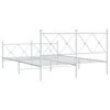 vidaXL Bed Frame White Steel 63 x 79 in Bed Frame Rectangular