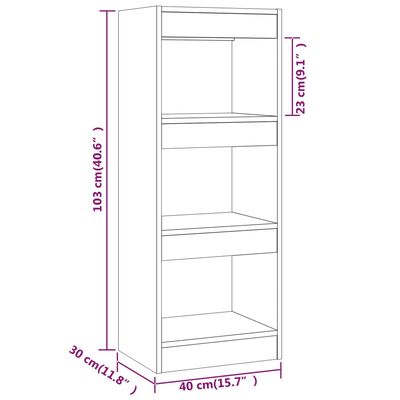 vidaXL Book Cabinet/Room Divider Gray Sonoma 15.7"x11.8"x40.6" Engineered Wood