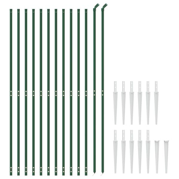 vidaXL Wire Mesh Fence with Spike Anchors Green 4.6x82.0'