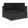 vidaXL Corner Seat Black PE rattan, powder-coated steel, polyester Small
