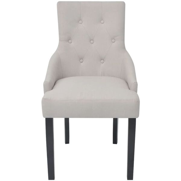 vidaXL Dining Chairs Set of 4 Cream Grey Polyester Standard Tough
