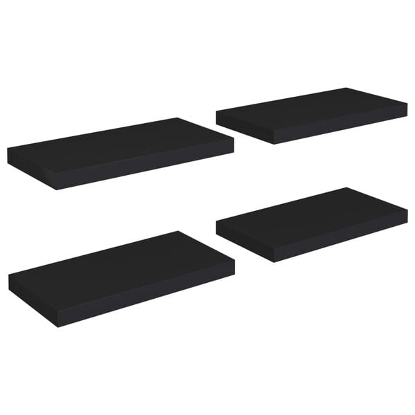 vidaXL Wall Shelf Set of 4 Black Honeycomb MDF, metal Wall mounting