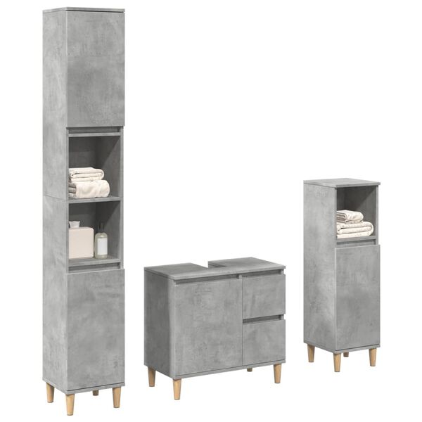 vidaXL Bathroom Furniture Set Concrete Grey