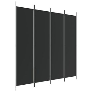 vidaXL 4-Panel Room Divider Black 78.7"x78.7" Fabric