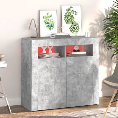 vidaXL Sideboard with LED Lights Concrete Gray 31.5"x14"x30"