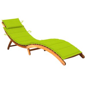vidaXL Sun Lounger Bright green (cushion) Solid Acacia wood Standard