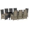 vidaXL Garden Dining Set with Cushion 9 pcs Grey Poly Rattan