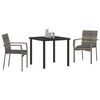 vidaXL Garden Dining Set with Cushion 3 pcs Grey Poly Rattan