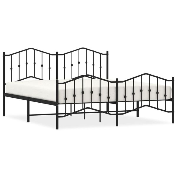 vidaXL Bed Frame Black Powder-Coated Steel 63x79 in Bed Frame