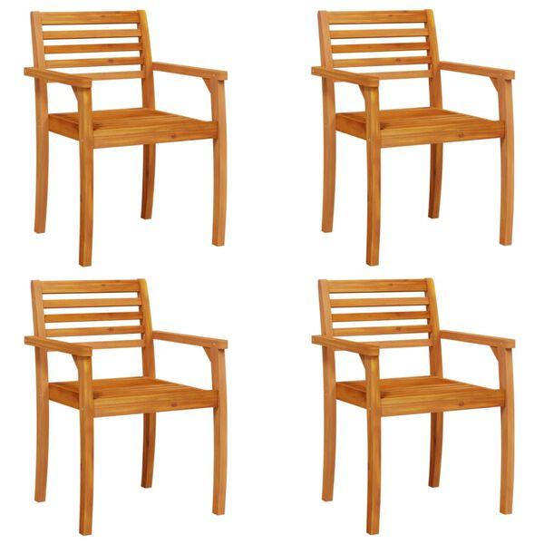 vidaXL Garden Chair Set of 4 Brown Solid Acacia wood