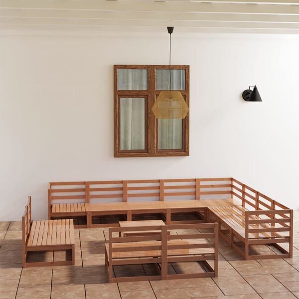vidaXL Garden Lounge Set Honey Brown Solid Pine Large Modular