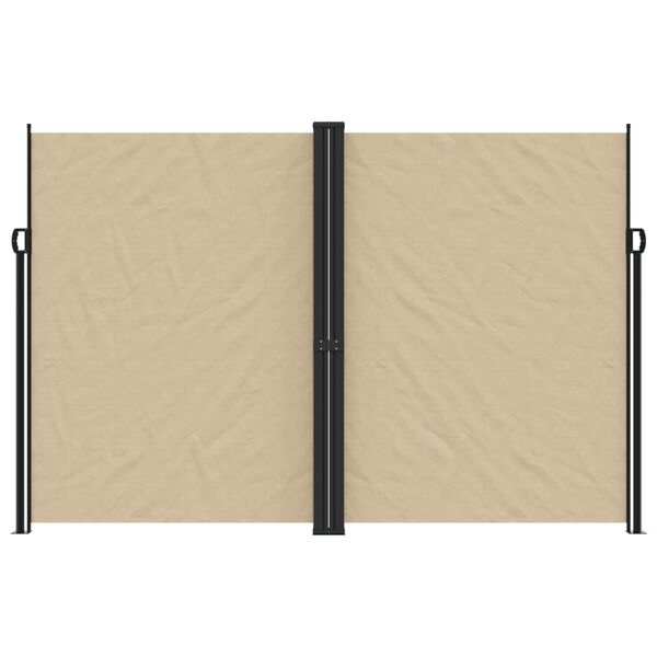 vidaXL Retractable Side Awning Beige 100% polyester with PU coating