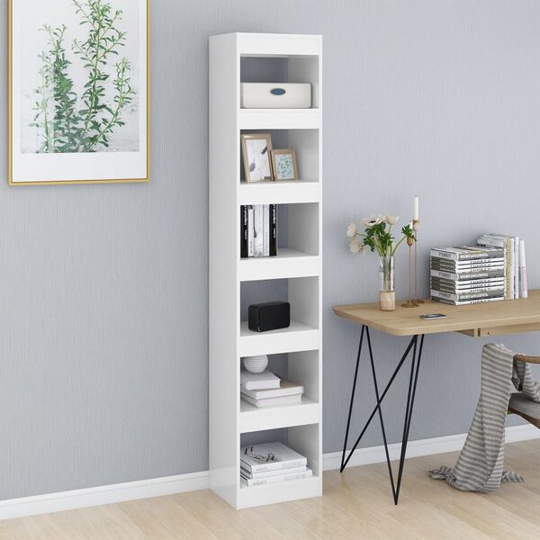 vidaXL Book Cabinet High gloss white Engineered wood Tall and slim