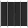 vidaXL 4-Panel Room Divider Black 78.7"x78.7" Fabric