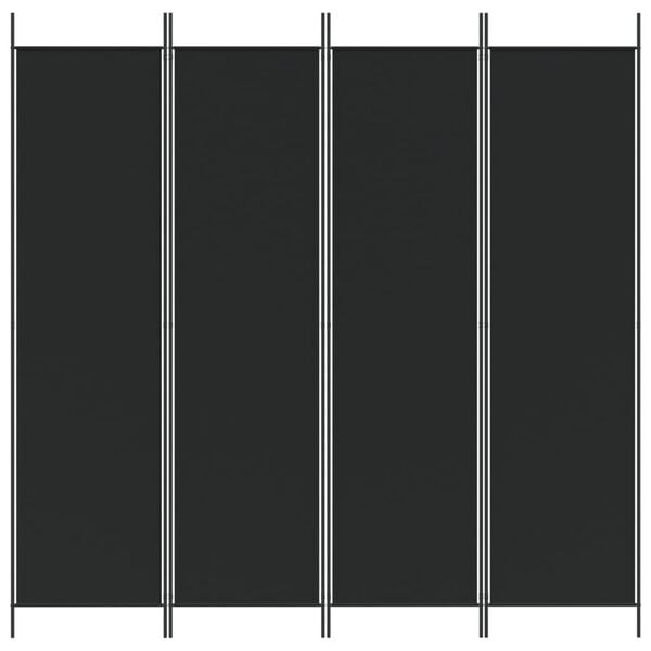 vidaXL 4-Panel Room Divider Black 78.7"x78.7" Fabric
