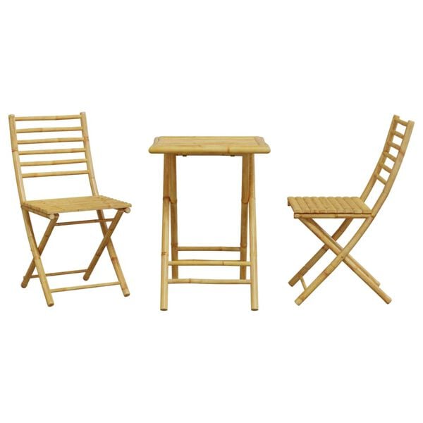 vidaXL Bistro Set Natural Bamboo Bamboo Medium Foldable Bistro Set