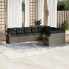 vidaXL Garden Sofa Set Grey PE Rattan Large Adjustable Feet