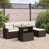 vidaXL Garden Sofa Set Brown PE rattan 6 Piece Set Adjustable Armrests