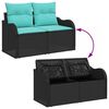 vidaXL Garden Sofa Set with Cushion 4 pcs Black Poly rattan