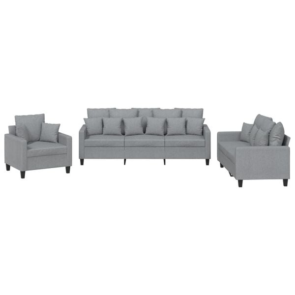 vidaXL Sofa Set Light Grey Polyester, Metal, Textilene, Plywood Medium