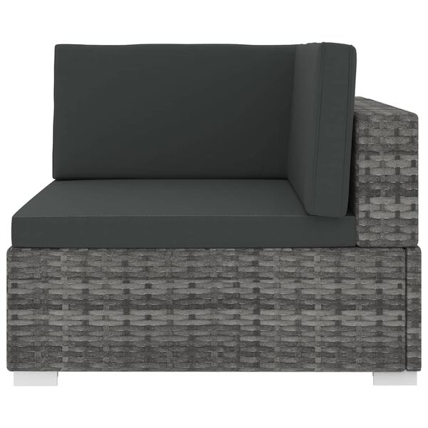 vidaXL Corner Seat Gray PE rattan, Powder-coated steel, Polyester Standard