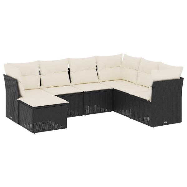 vidaXL Garden Sofa Set Black, Cream White