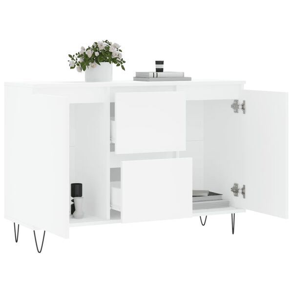 vidaXL Sideboard White Engineered Wood, Iron Medium Sideboard
