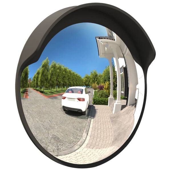 vidaXL Outdoor Convex Traffic Mirror Black Ø23.6 " Polycarbonate