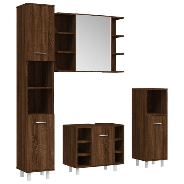 vidaXL Bathroom Furniture Set Brown Oak Engineered Wood, Acrylic Large