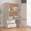 vidaXL Wardrobe White Solid Pine Wood, MDF Medium Wardrobe Rectangular