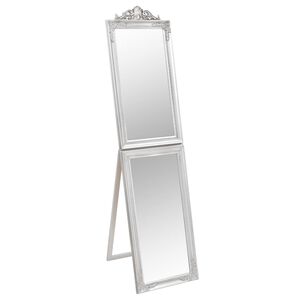 vidaXL Free-standing Mirror Silver Glass, eucalyptus wood, engineered wood