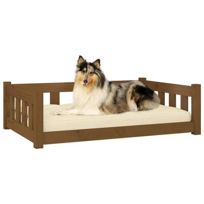 vidaXL Dog Bed Honey Brown 37.6"x25.8"x11" Solid Wood Pine