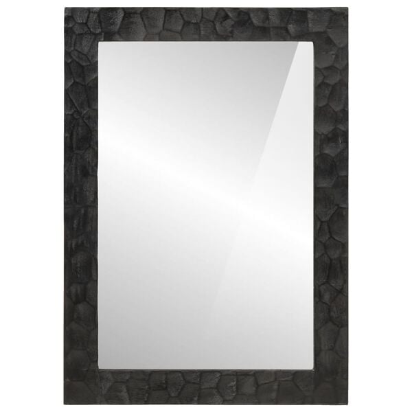 vidaXL Bathroom Mirror Black Solid mango wood and glass