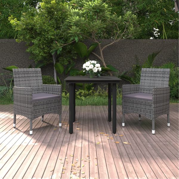 vidaXL Garden Dining Set Grey, Dark grey, Black