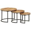 vidaXL Nesting Table Set of 3 Black, Natural