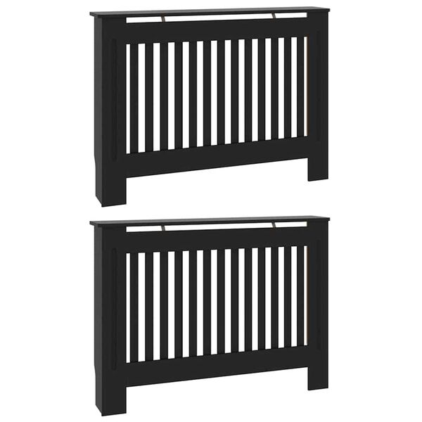 vidaXL Radiator Cover 2 pcs Black 44.09 x 7.48 x 32.09 in