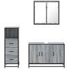 vidaXL Bathroom Furniture Set Grey sonoma Engineered wood, metal, glass