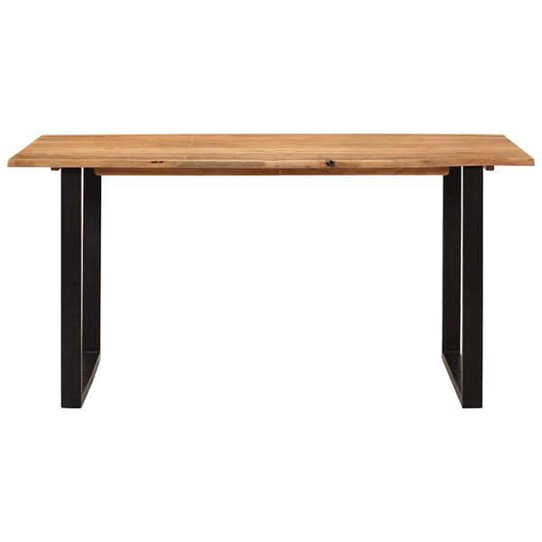 vidaXL Dining Table Acacia with Black Legs Solid Acacia Wood