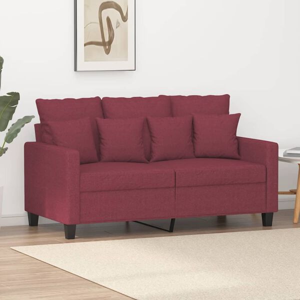 vidaXL 2-seater Sofa Wine Red Polyester, metal, foam Medium