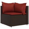 vidaXL Patio Lounge Set Brown with cinnamon red cushions