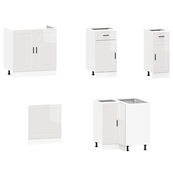 vidaXL Kitchen Cabinet Set Gloss white Engineered wood and glass Large