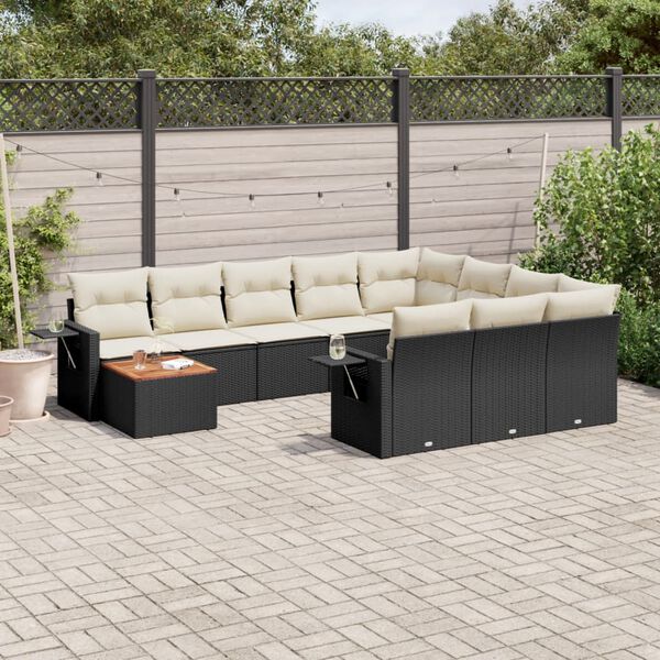 vidaXL Garden Sofa Set Black, Cream White