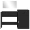 vidaXL Dressing Table Set Black Engineered wood, glass Medium