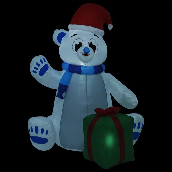 vidaXL Inflatable Polar Bear White, Red, Green, Blue Fabric Large