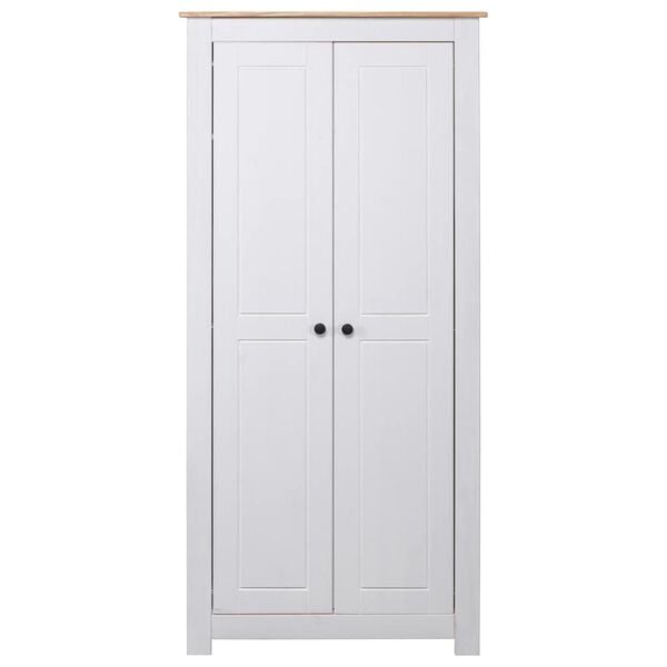 vidaXL Wardrobe White Solid Pine Wood Medium Storage Wardrobe