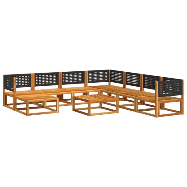 vidaXL Garden Sofa Set Black Solid Acacia Wood Large Modular