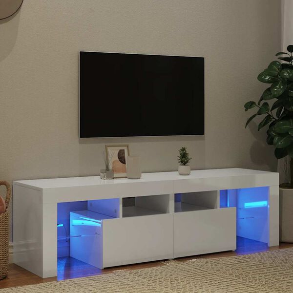 vidaXL TV Cabinet High gloss white Engineered wood 55.1 x 14.4 x 15.7 in