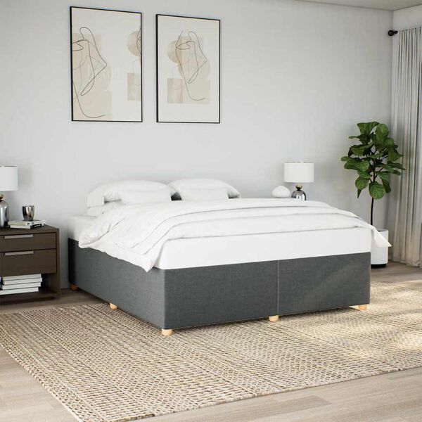 vidaXL Bed Frame Dark Grey Polyester Super King Bed Frame Rectangular