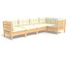 vidaXL Garden Lounge Set Cream and Pine Solid Pinewood, 100% Polyester
