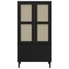 vidaXL Wardrobe Black Solid Pine Wood, Engineered Wood, Poly Rattan